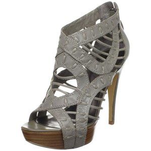 Guess 9M Women's Kilon High Heel Shoes Gray Leather Platform - New with box
